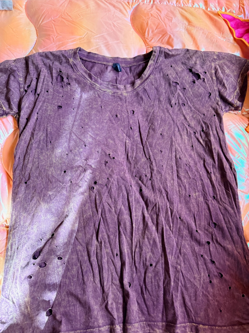 Windsor Purple Oversized Distressed Womens Tee